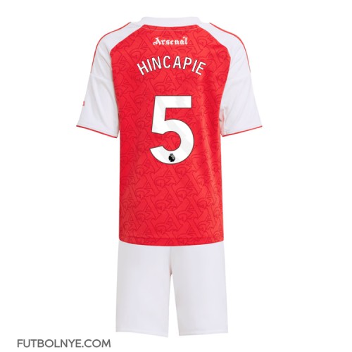 Camiseta Arsenal Piero Hincapie #5 Primera Equipación para niños 2025-26 manga corta (+ pantalones cortos)